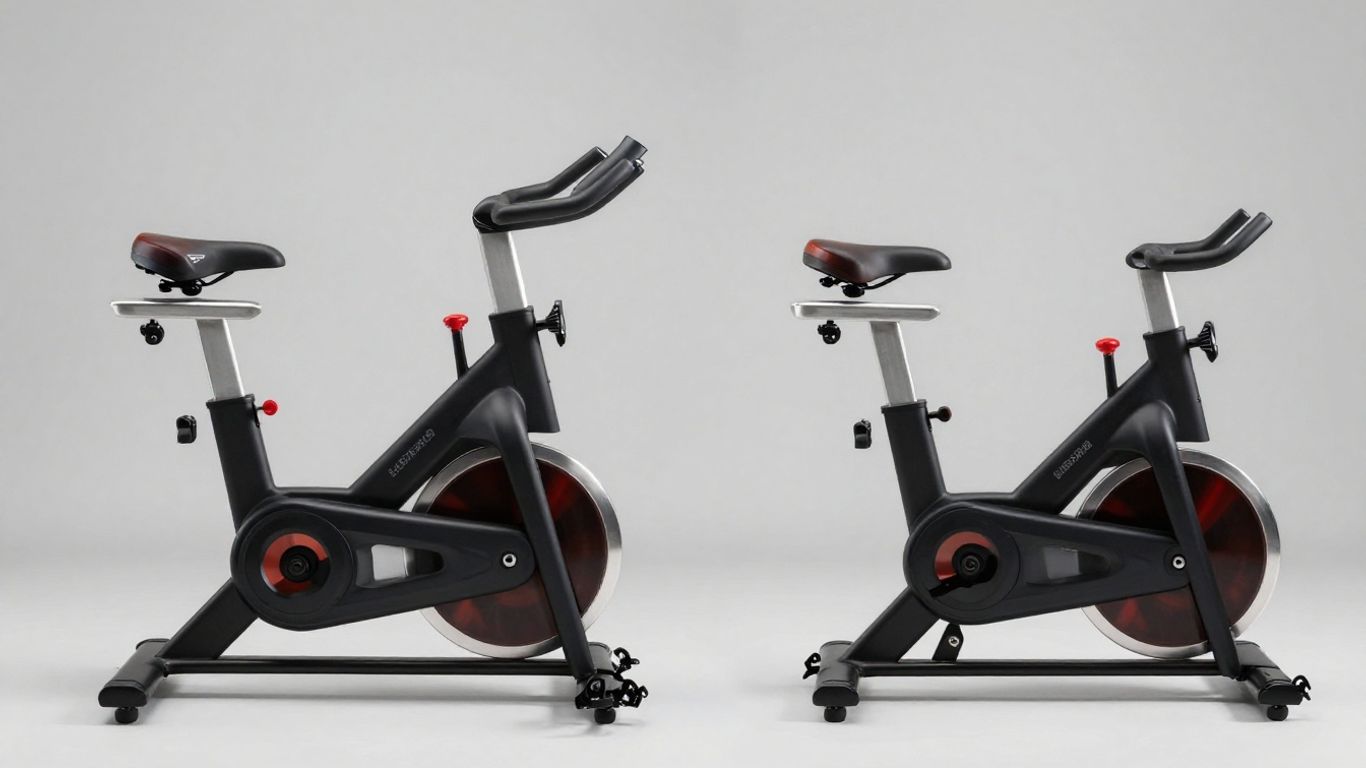 Bicicleta ergométrica versus bicicleta de spinning lado a lado.