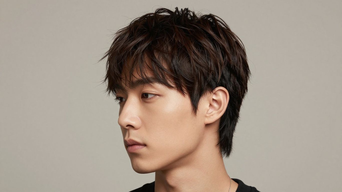 Man with oval face and shaggy hairstyle.