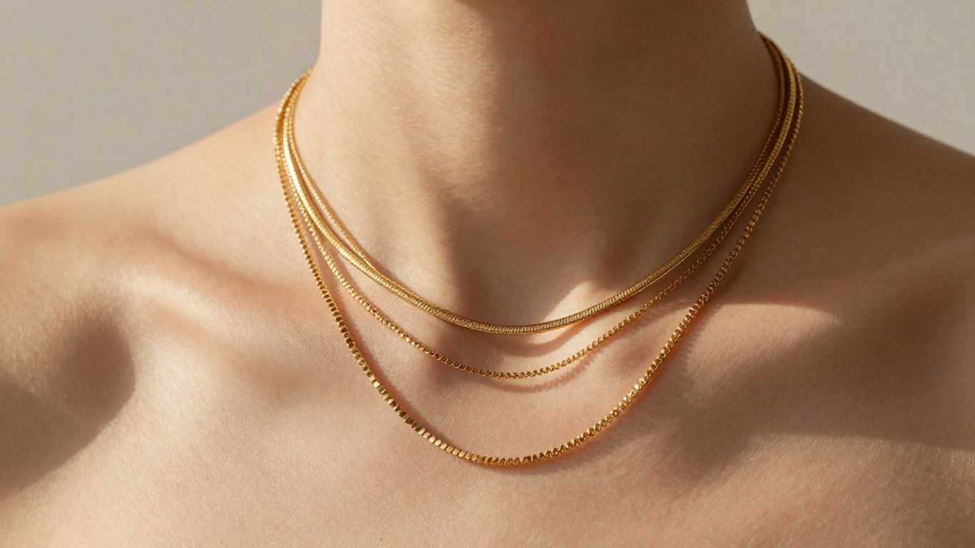 Layering gold chains for texture