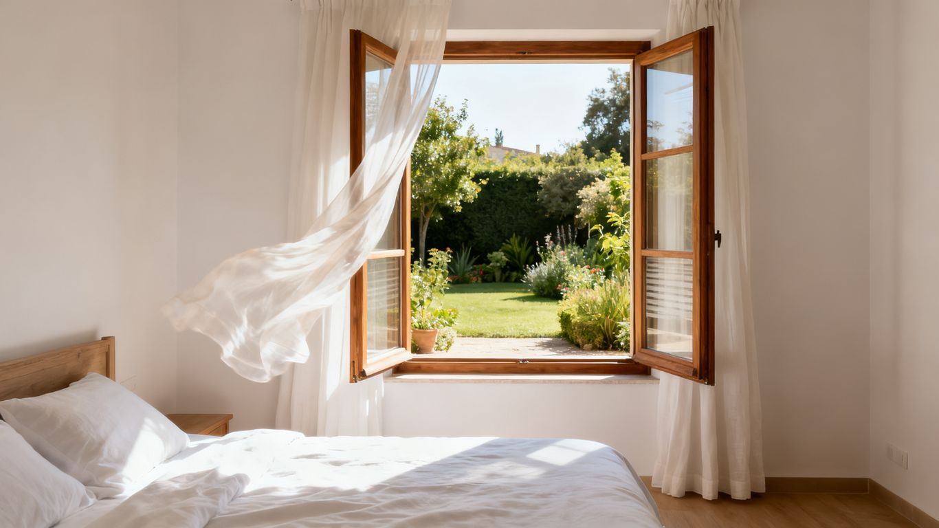 A bright room with an open window