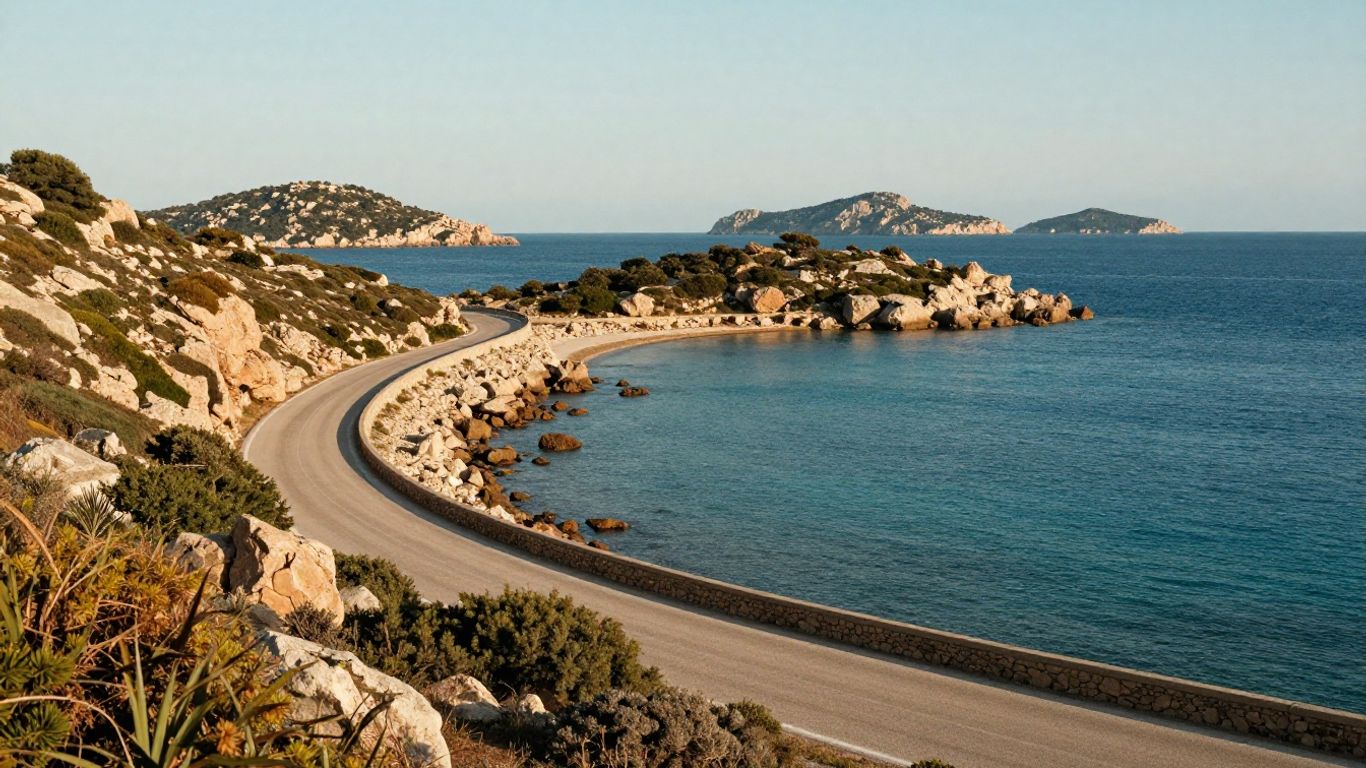 Coastal road and beaches along the Sanguinaires route