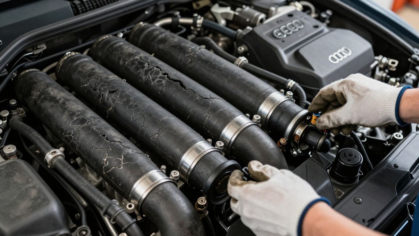 Cracked vacuum hose and Audi intake components