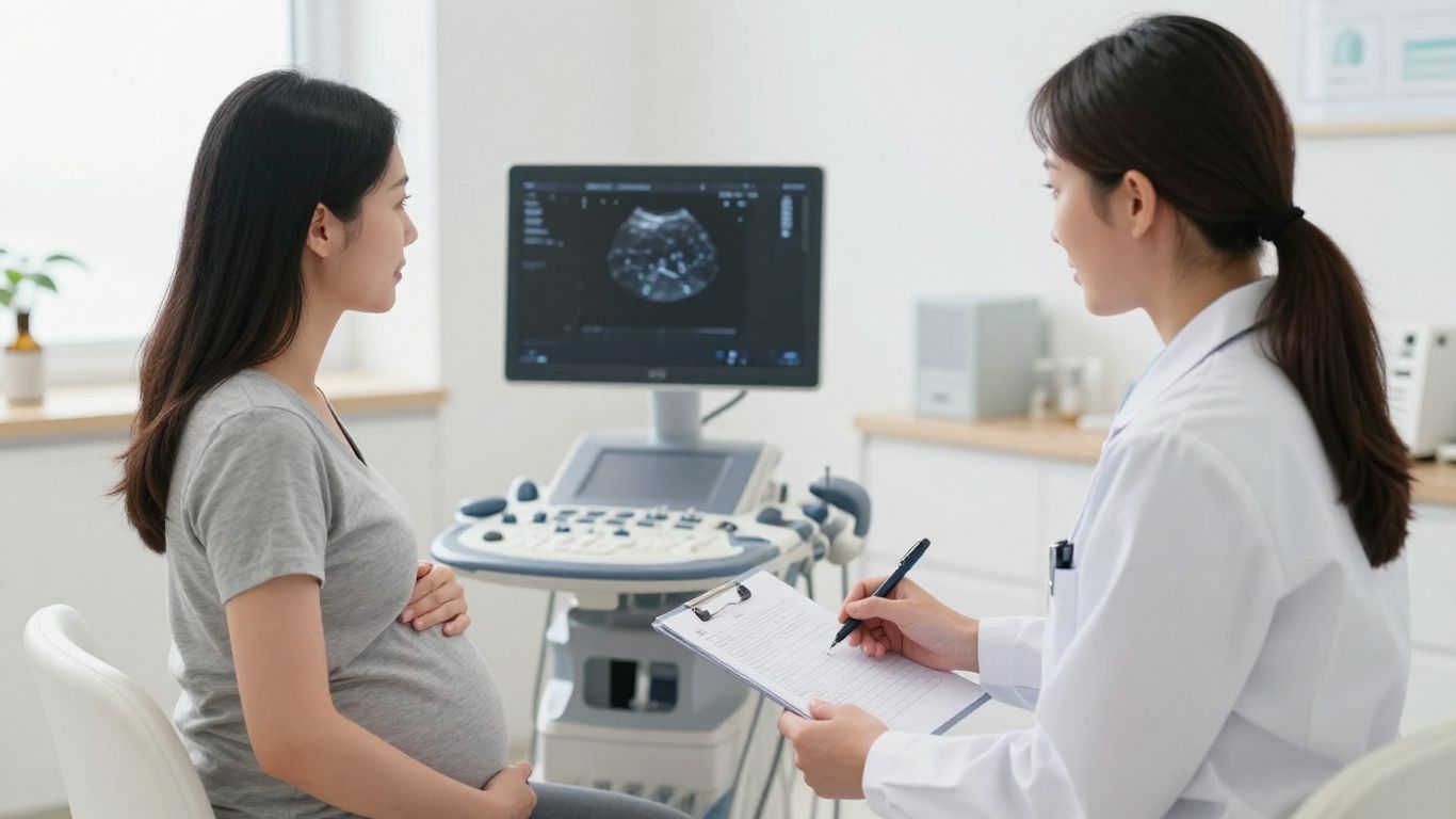 Profesional de salud realizando control prenatal