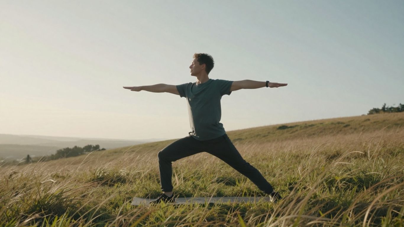 Photographic image of person practicing breathing outdoors
