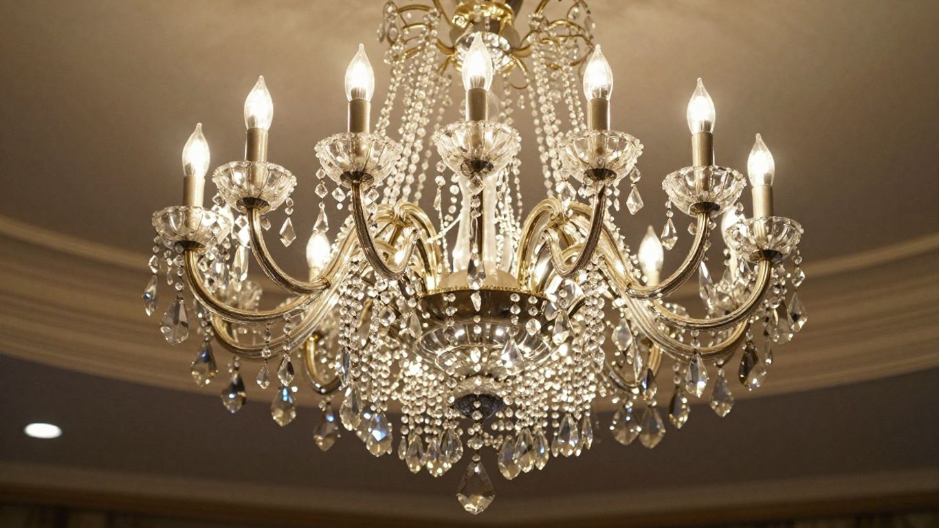Dazzling crystal chandelier sparkling with light