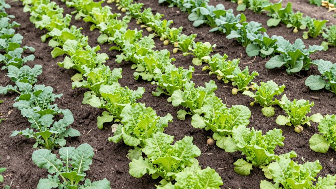 Gemüsepflanzen mit ausreichend Abstand im Garten