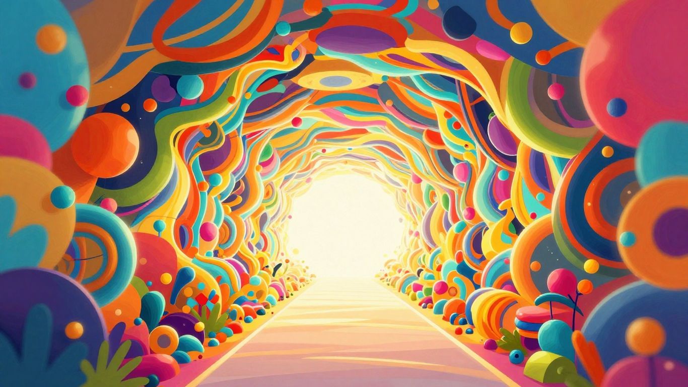 Audience engagement strategies. Upward trending visual with abstract shapes and bright colors.