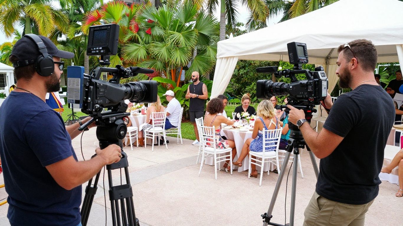 Event videographer filming a lively West Palm Beach event.