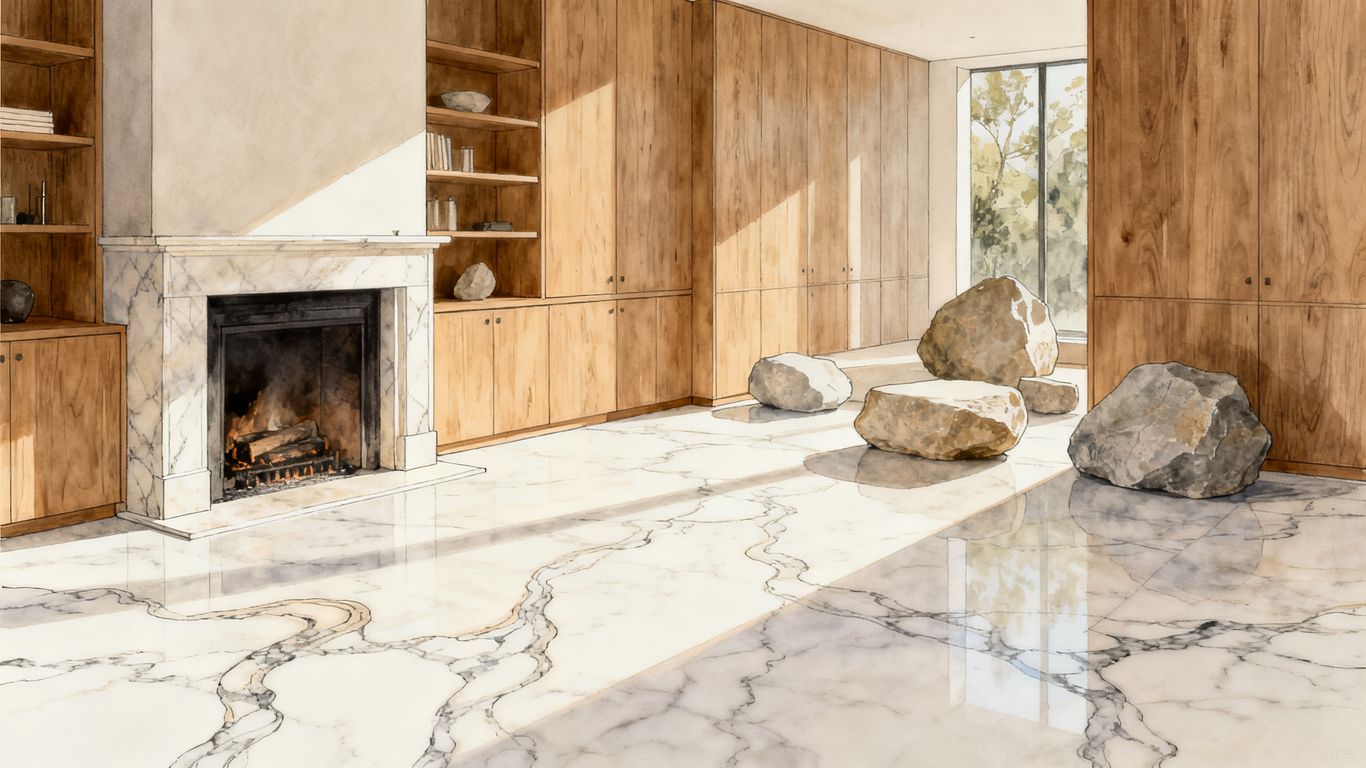 Illustrative marble slab with natural veining