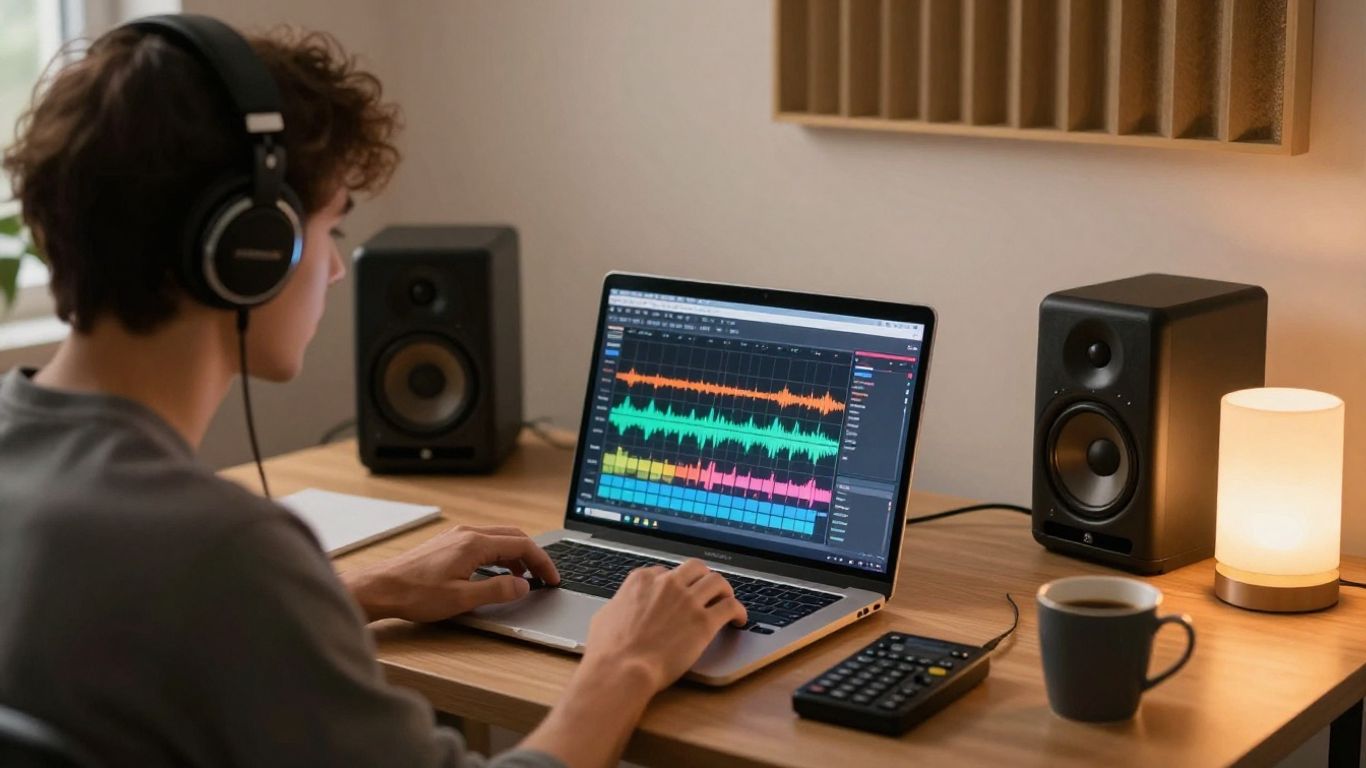 A creator reviewing AI music options