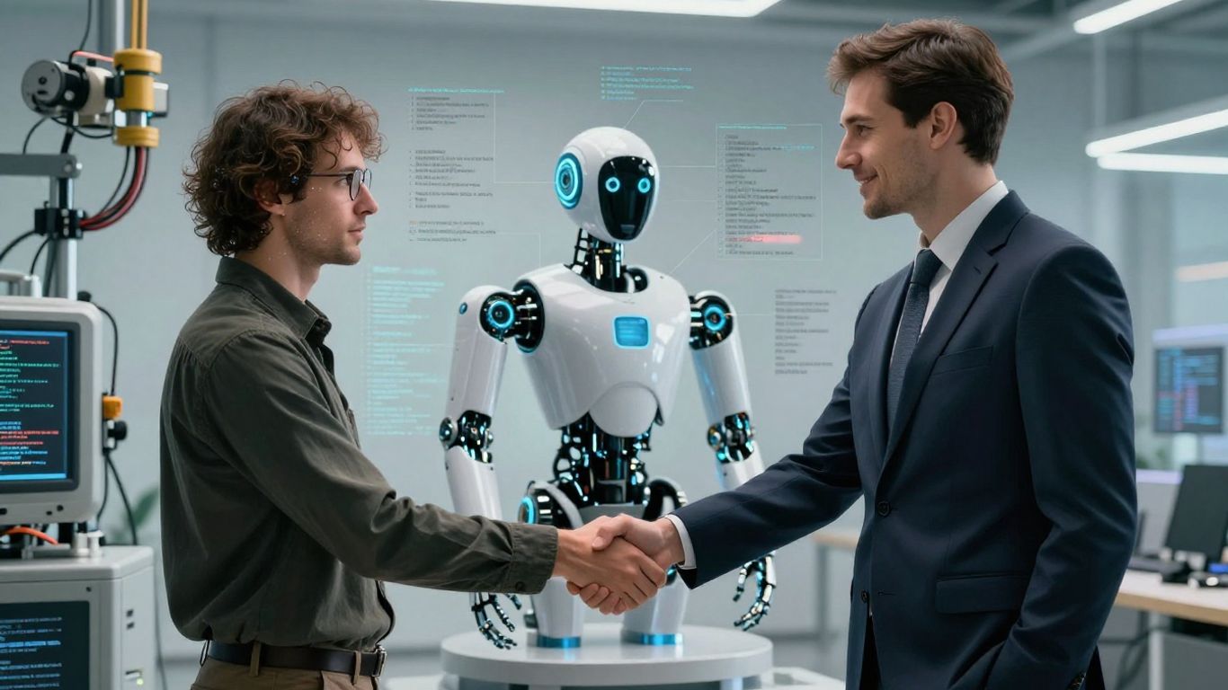 Person choosing between DIY chaos and AI agency partnership.