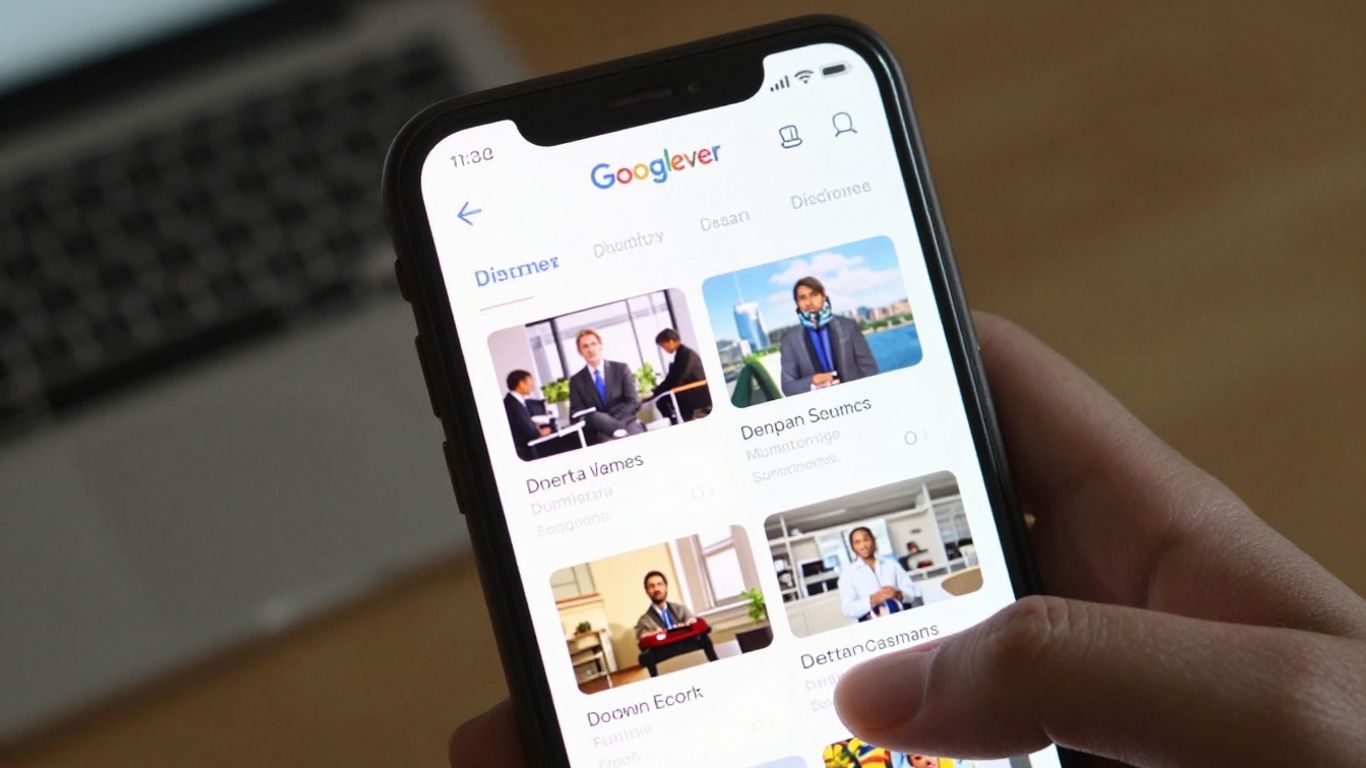 Écran de téléphone affichant Google Discover