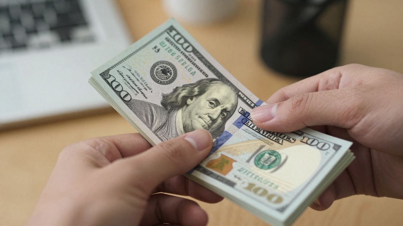 Hand holding money, tribal loans concept