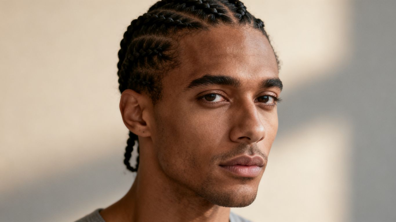 A man with styled box braids