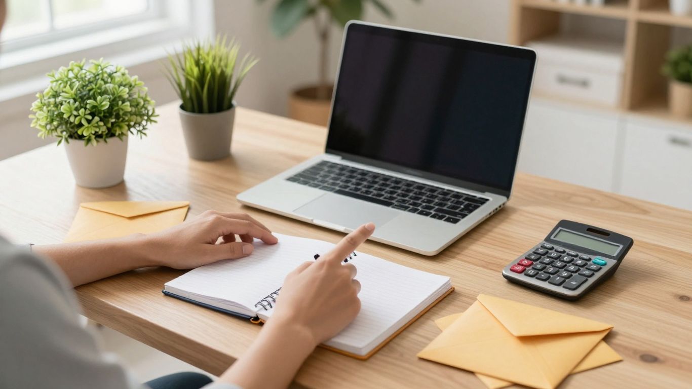 Person planning finances at a bright home desk