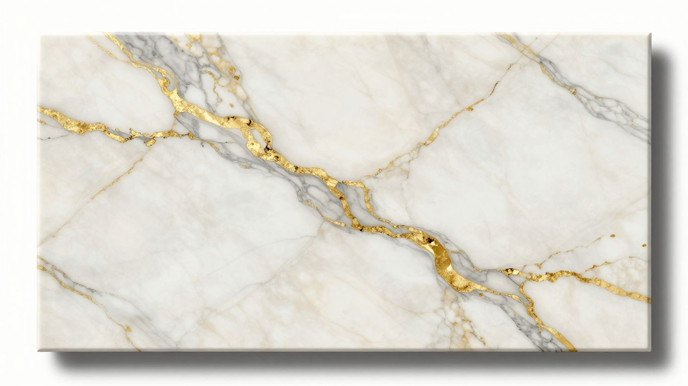 Calacatta Gold marble tile sketch with gold veining.