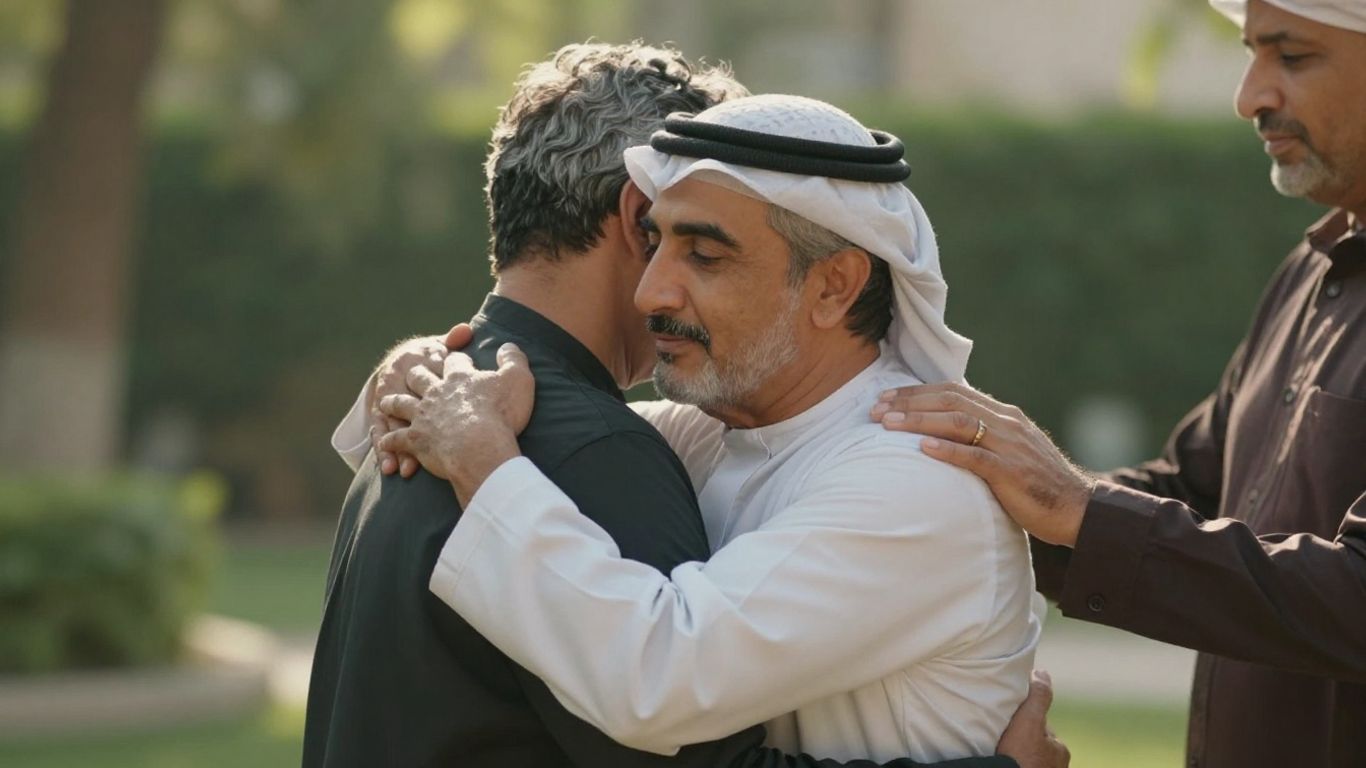 Oameni care se susțin reciproc într-un mediu natural liniștit.