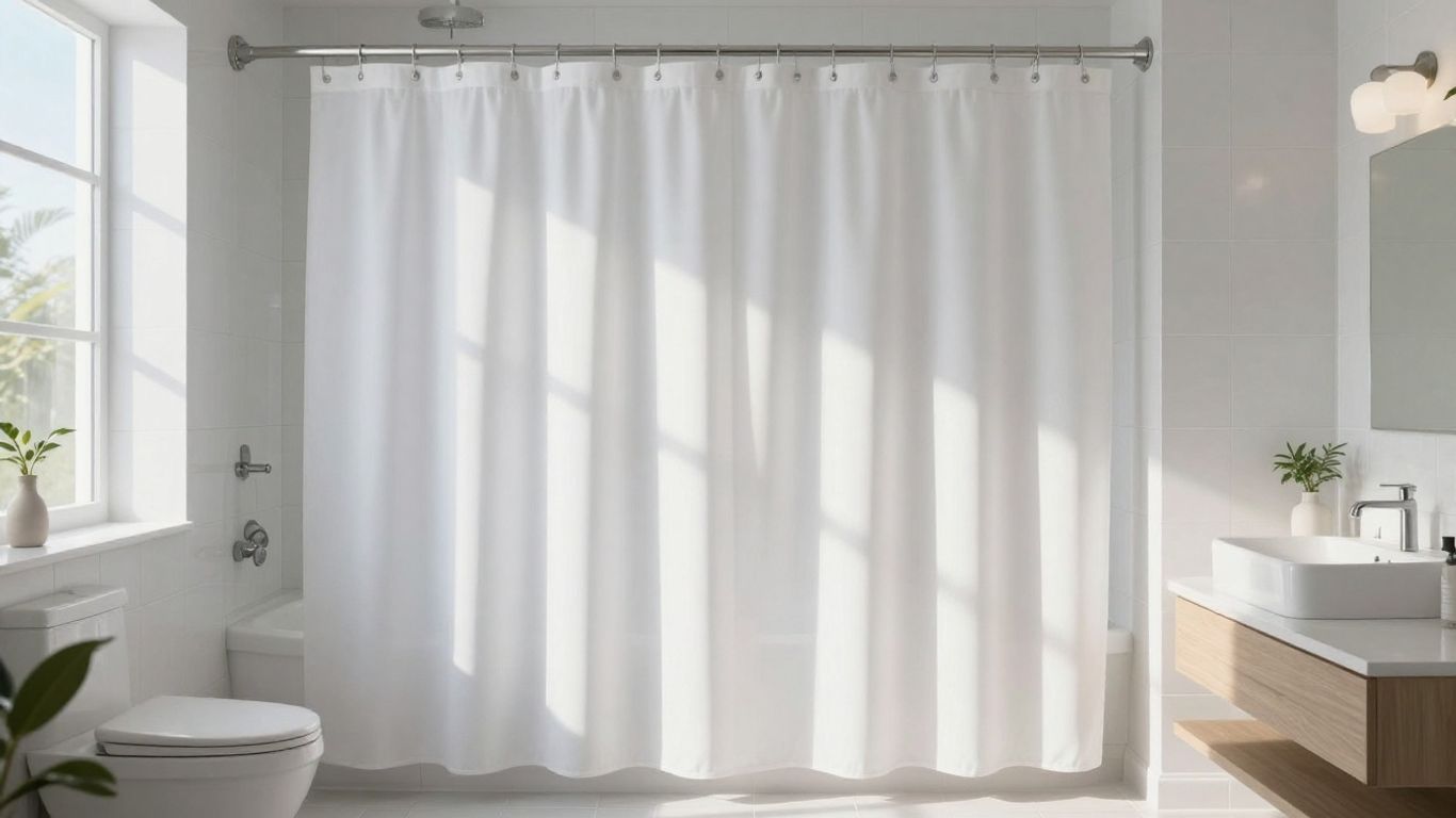 Modern Florida bathroom with a clean white shower curtain.