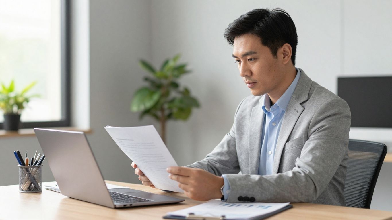 Financial advisor reviewing creditworthiness documents