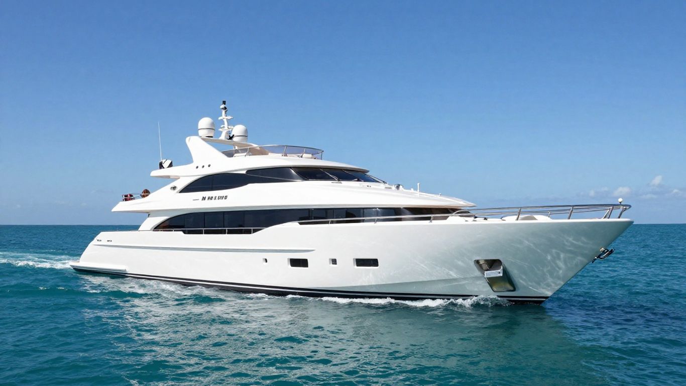 Luxury yacht M/Y Dream sailing on calm turquoise waters.