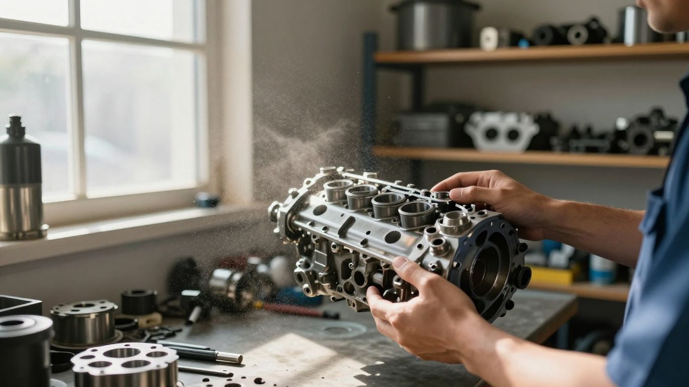 Volkswagen parts in a workshop