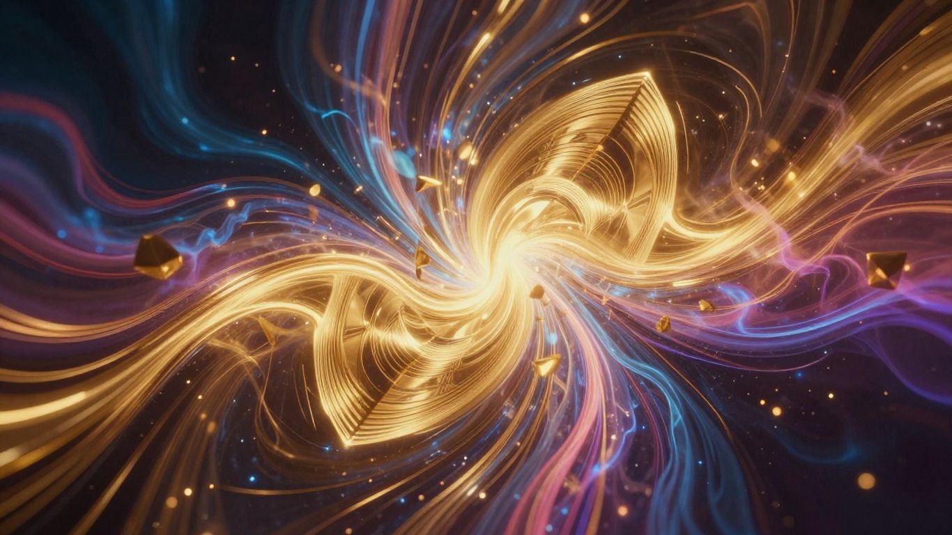 Abstract colorful waves and geometric shapes