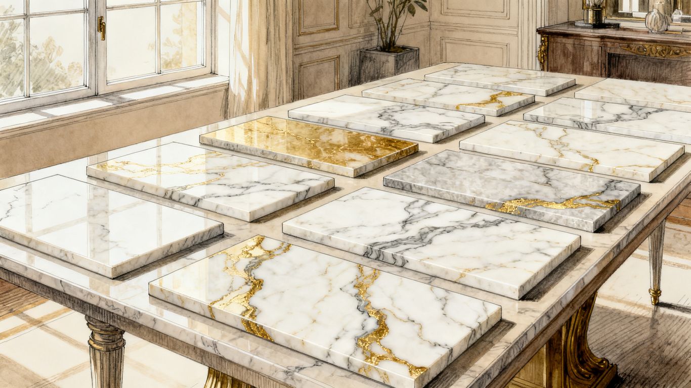 Polished Calacatta Gold marble in elegant interior