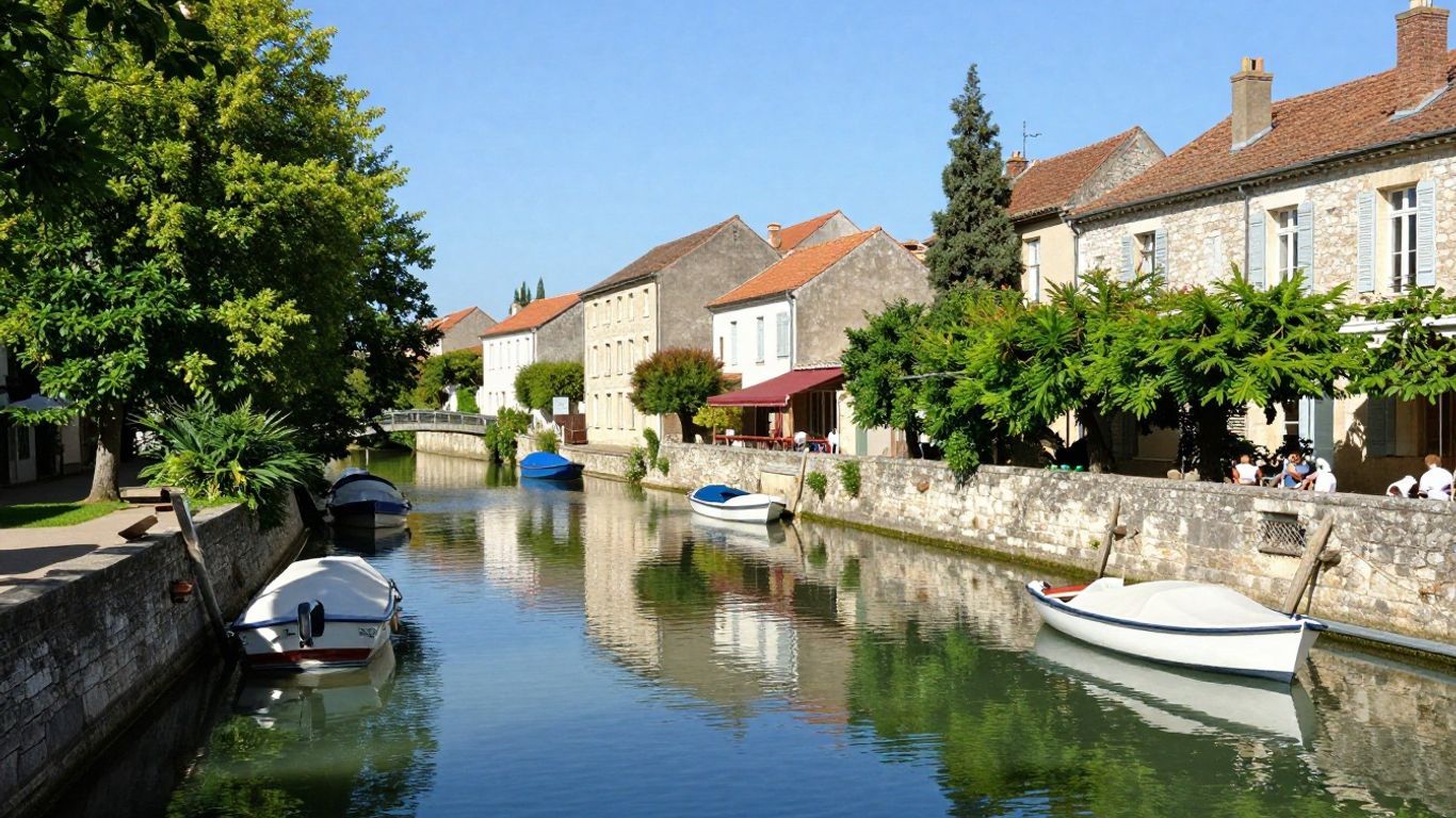 Canals and historic buildings in L'Isle-sur-la-Sorgue