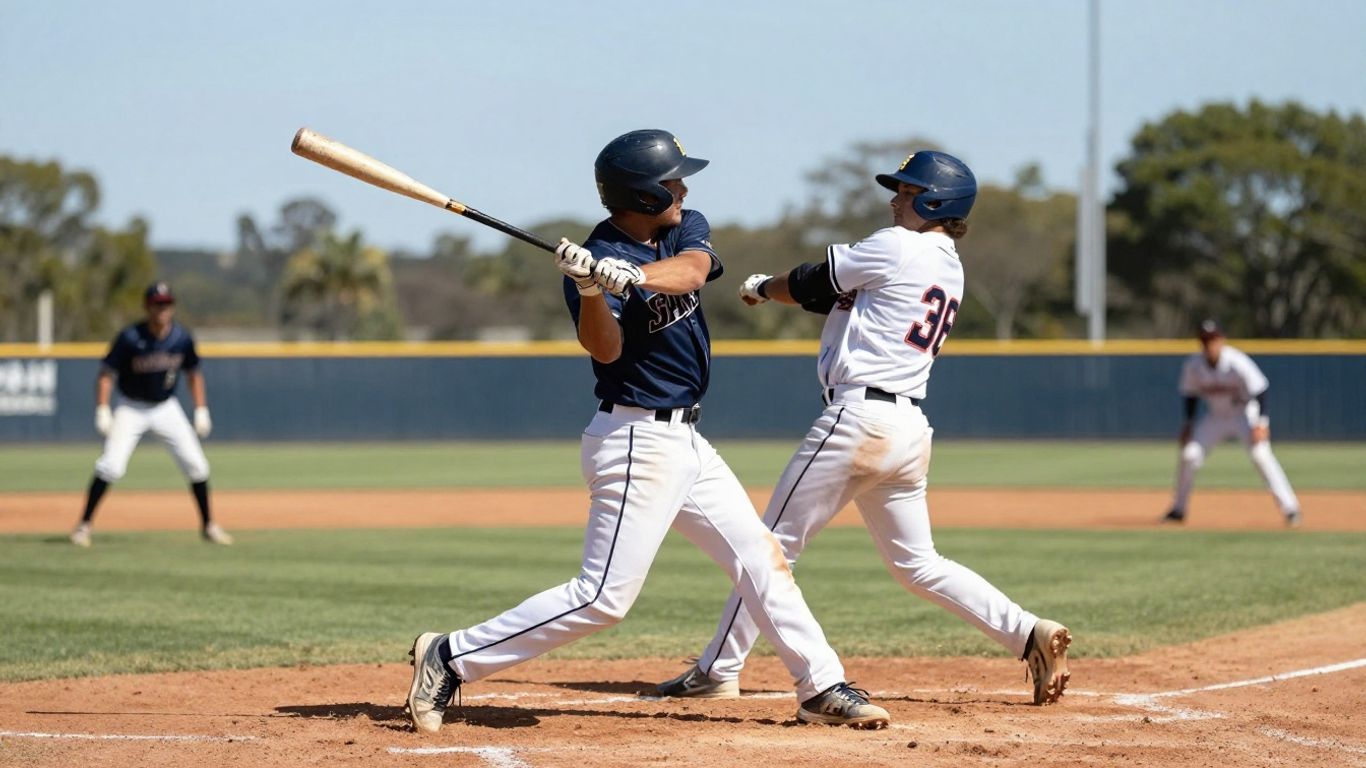 Baseball players on a sunny field at Surfers Paradise.