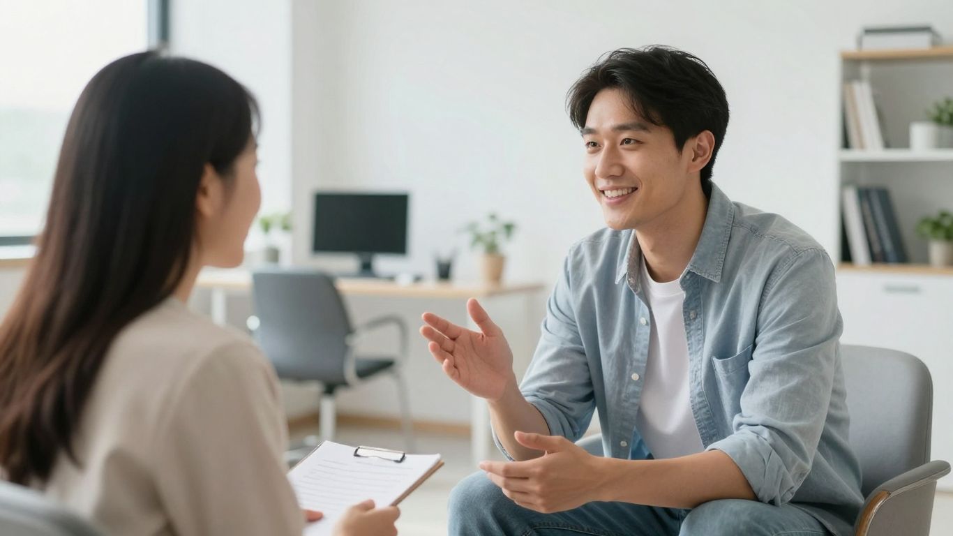 Support coordinator talking with a client