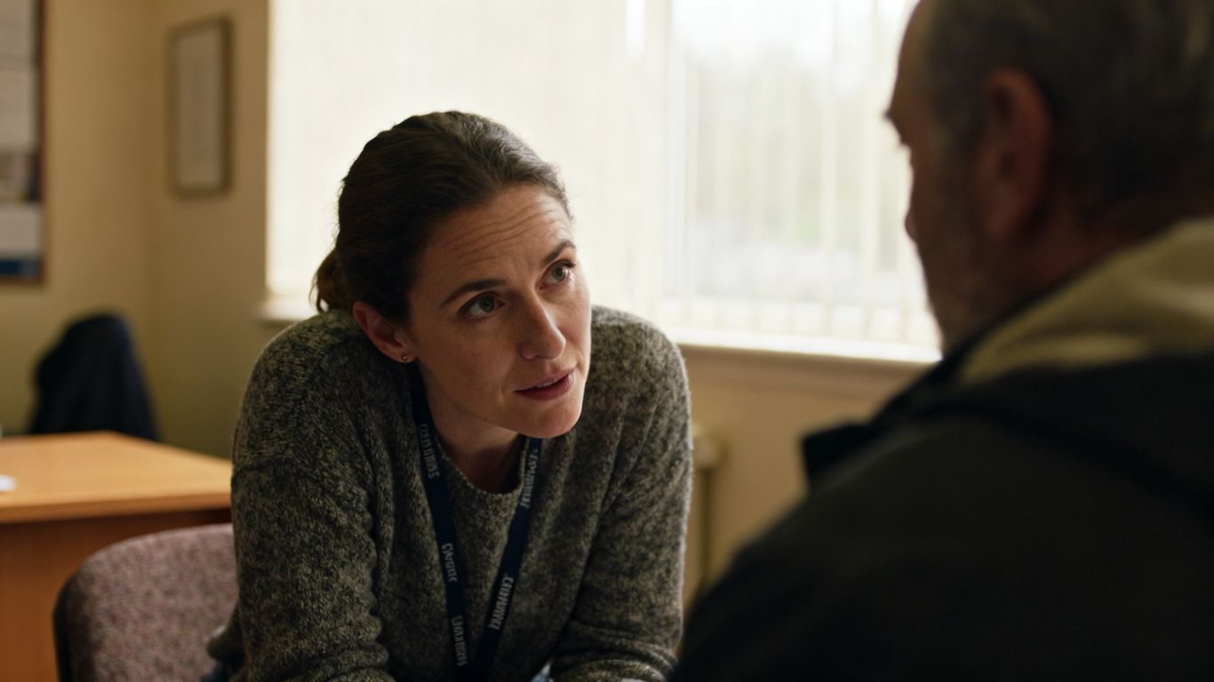 Support worker listening carefully in a calm setting