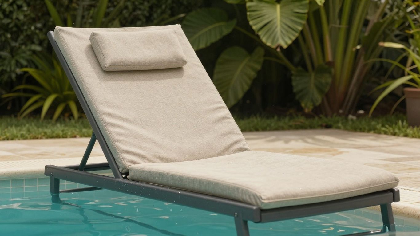 Outdoor lounge cushion drying in the sun