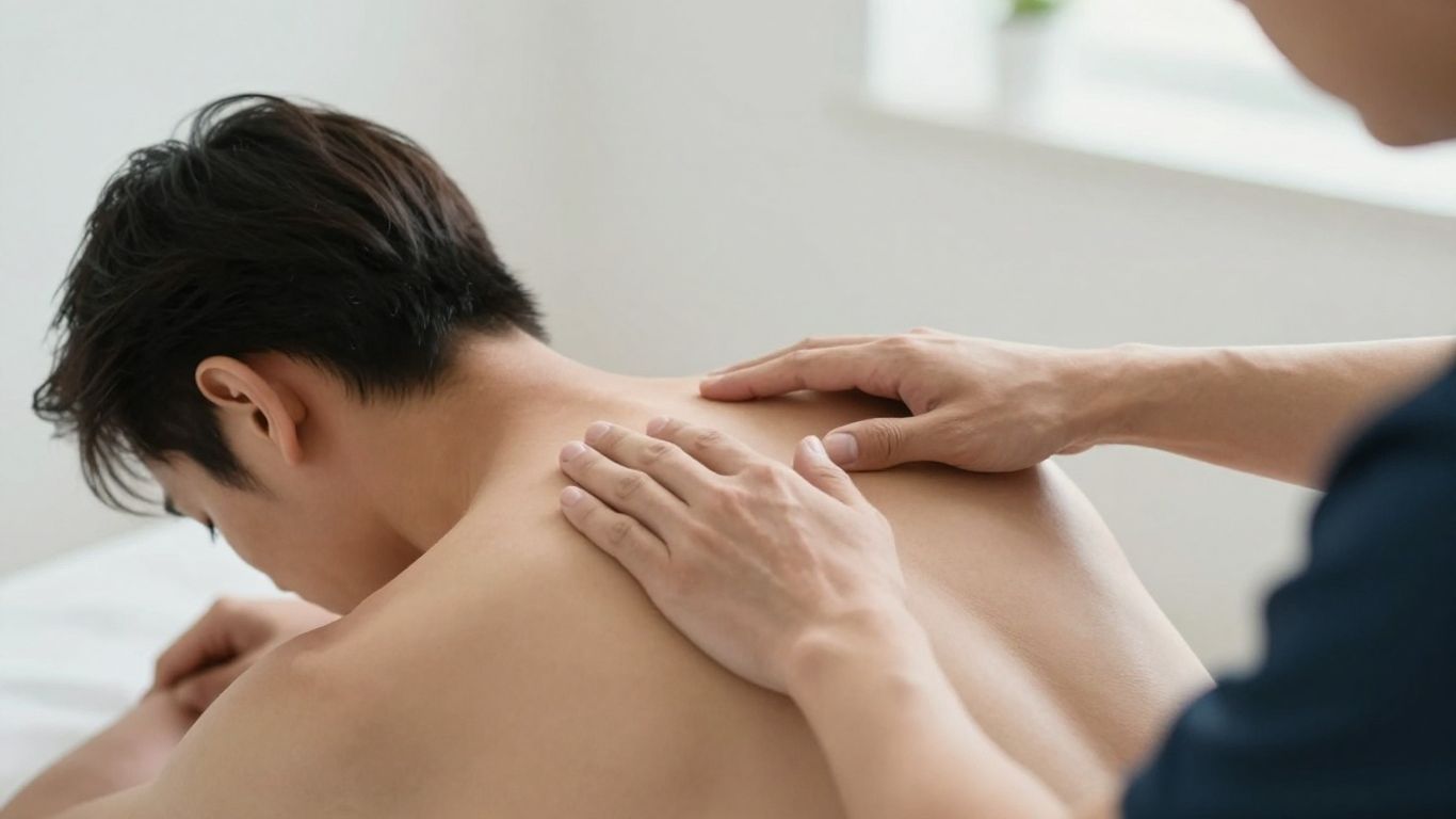 Chiropractor adjusting patient's spine for ankylosing spondylitis relief.