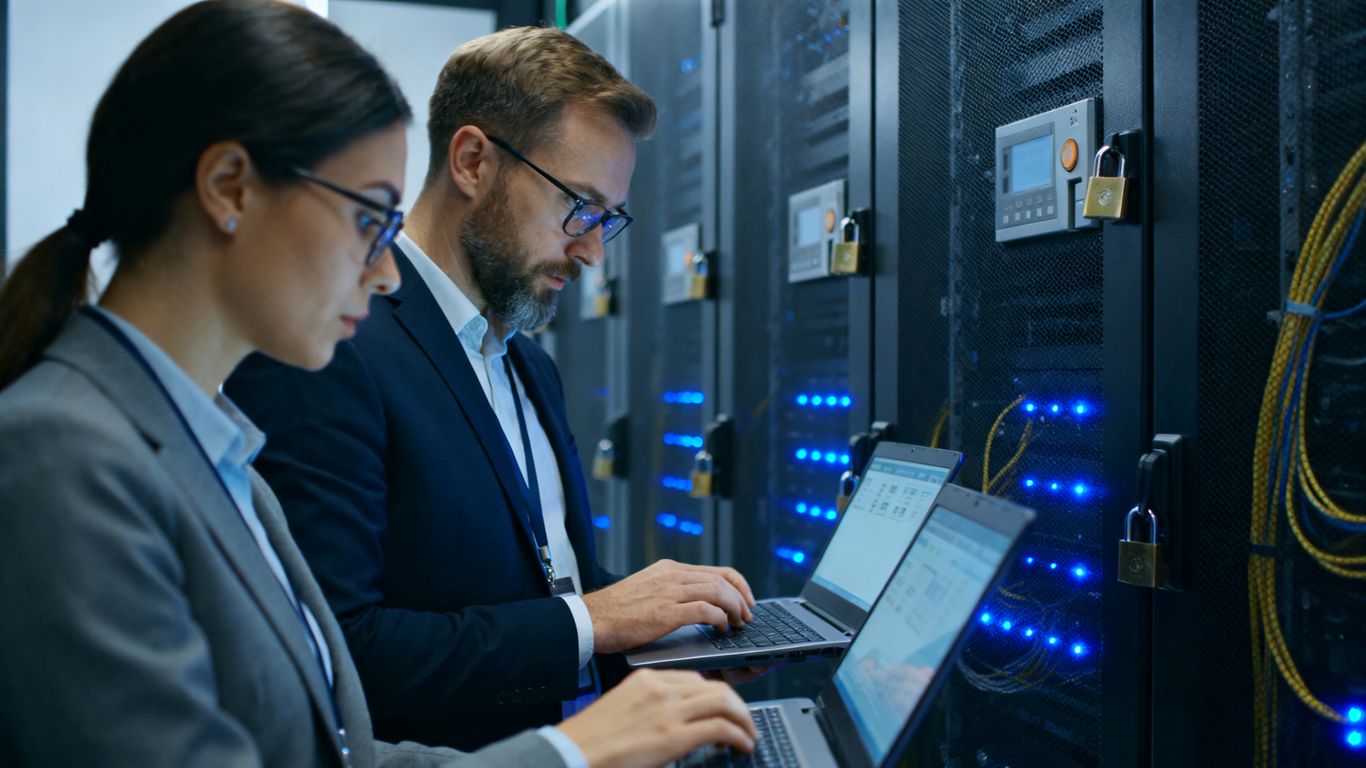 Profesionales revisando seguridad de sistemas empresariales