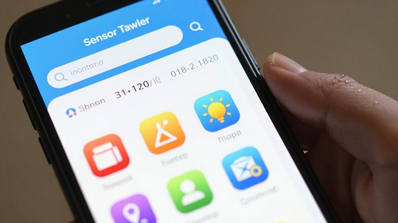 Sensor Tower app interface on a smartphone screen.