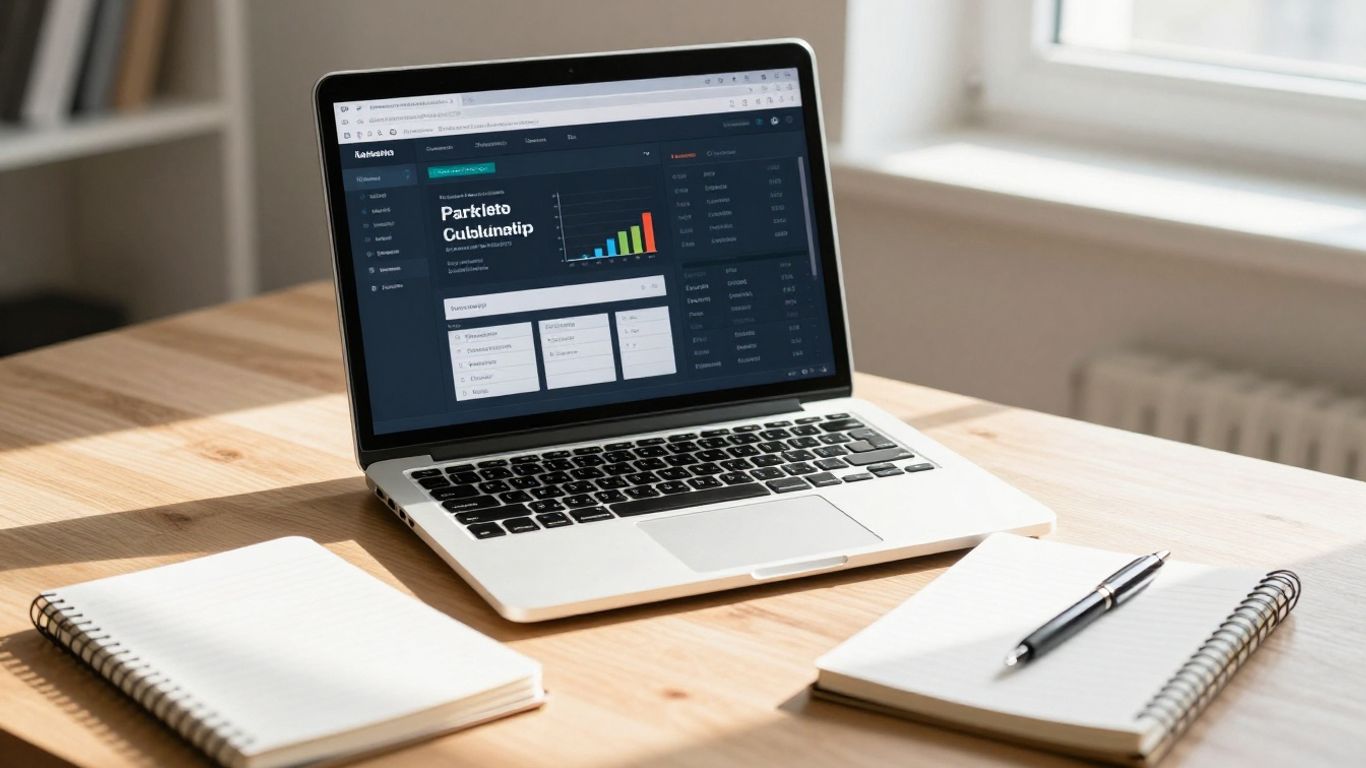 Marketing Efficiency Ratio dashboard on a laptop.