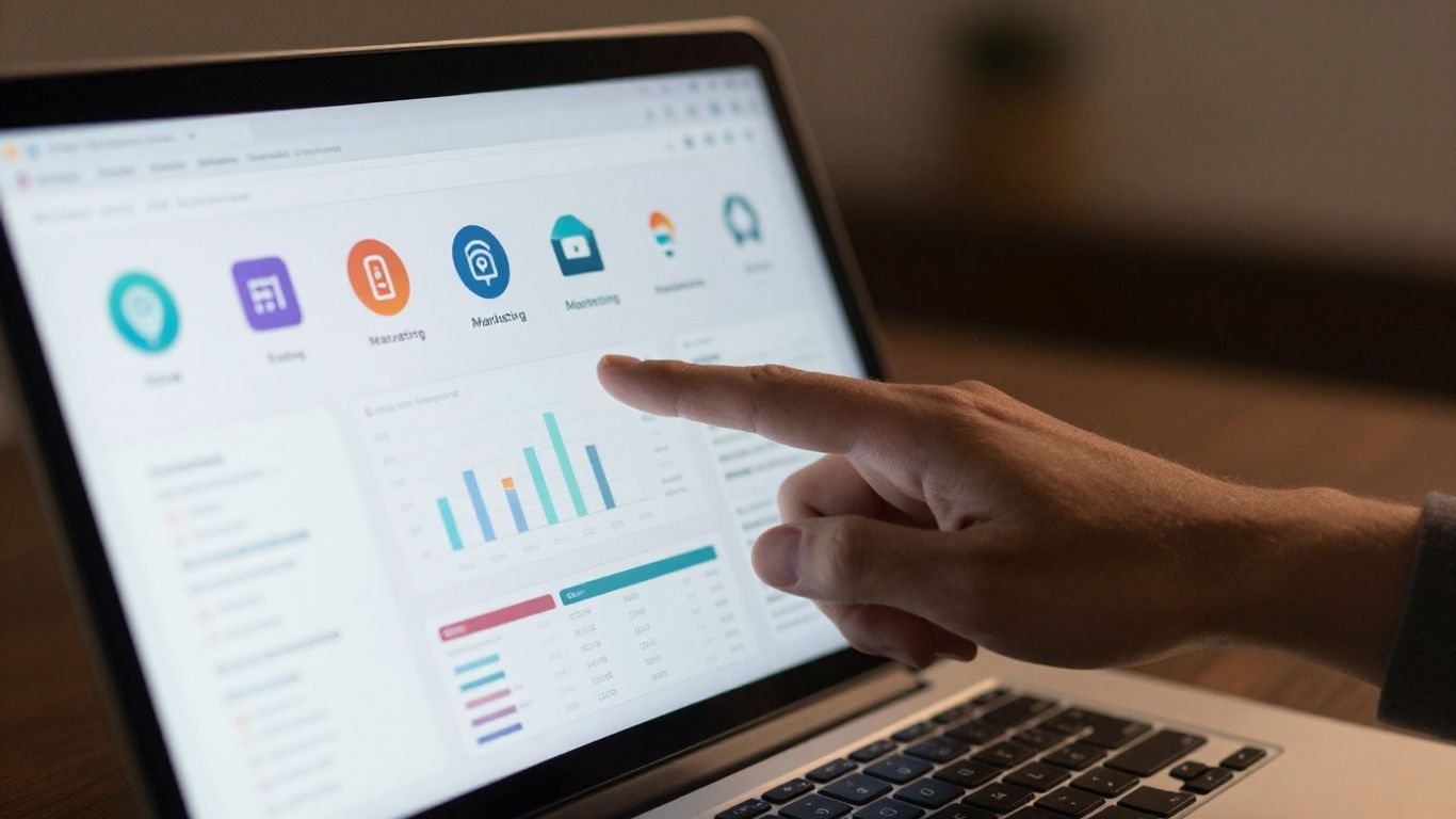 Affiliate marketing tools on a laptop screen.