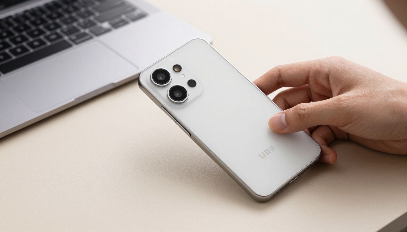 A person carefully putting a sleek, minimalist case onto their new Galaxy S26 Ultra smartphone.