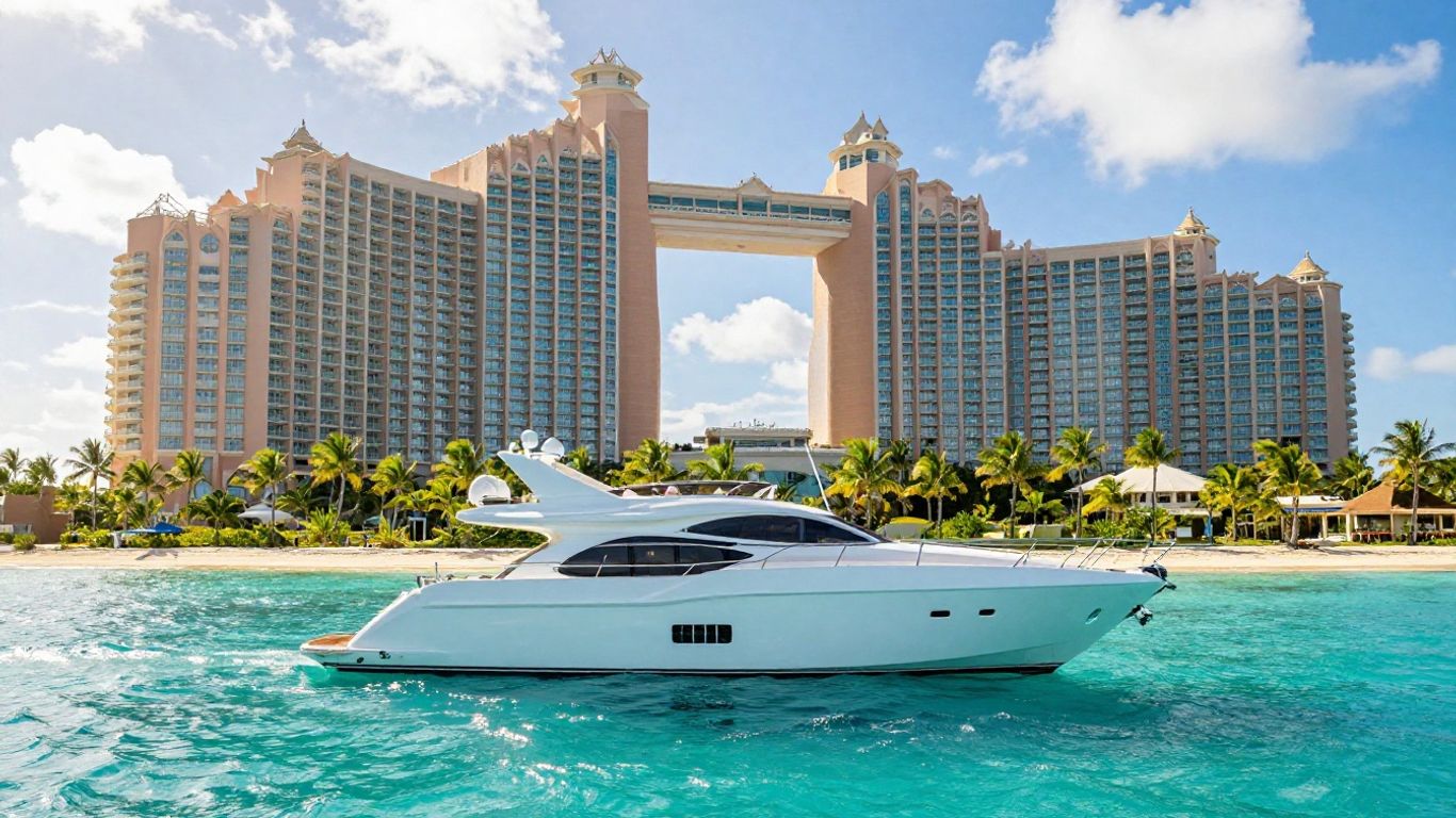 Yacht near Atlantis Resort in the Bahamas
