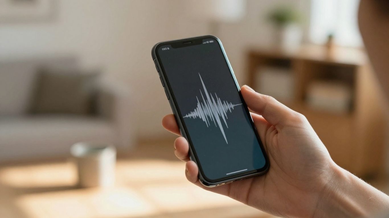 Person using a voice journaling app on a phone.