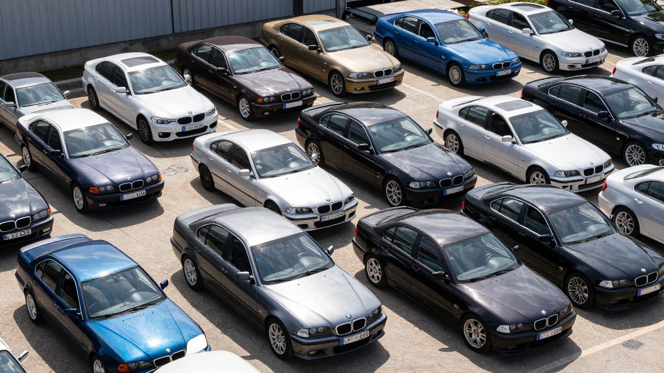 BMW cars in a wrecking yard in Adelaide.