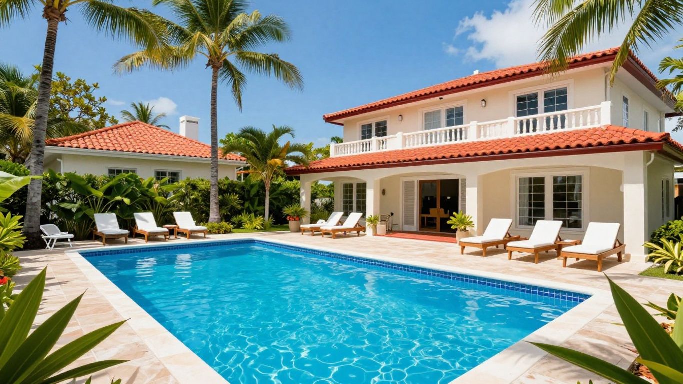 Key West short term rental property with pool and garden.