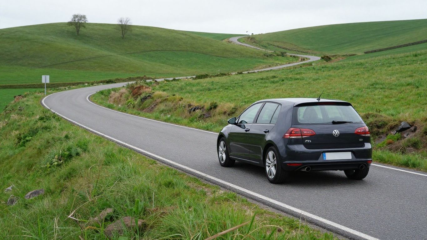 Volkswagen Golf auf kurvenreicher Landstraße
