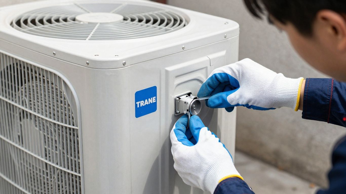 Trane AC unit inspection by a local HVAC technician.