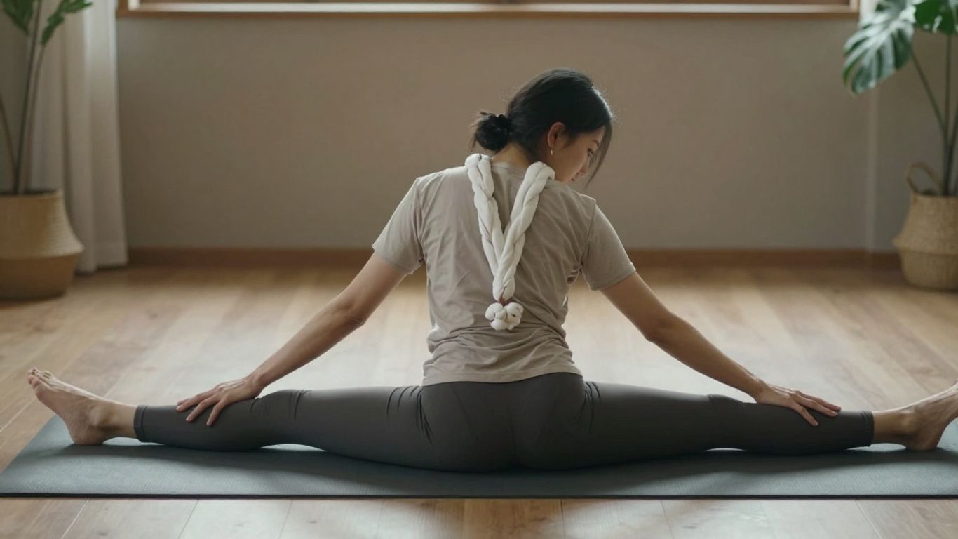 Wide-angle seated stretch with strap