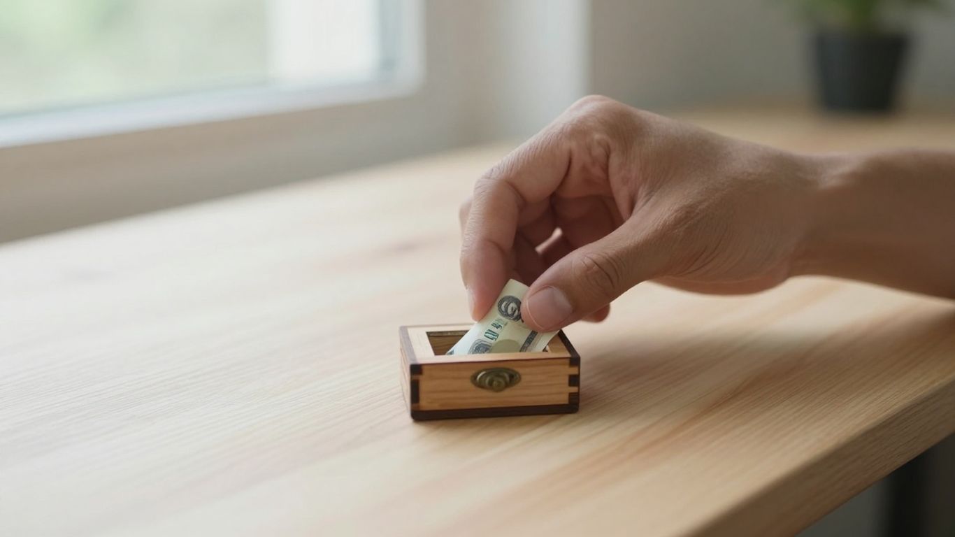 persona guardando dinero en caja segura