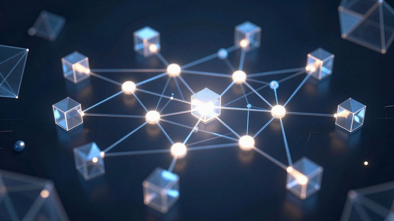 Interconnected digital blocks forming a secure chain.