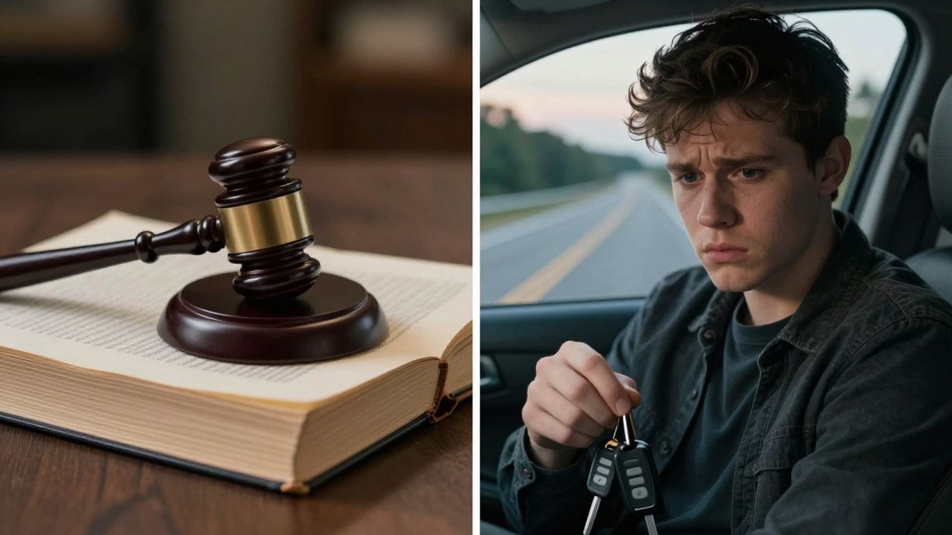 Gavel and keys with young driver, North Carolina DUI/DWI.