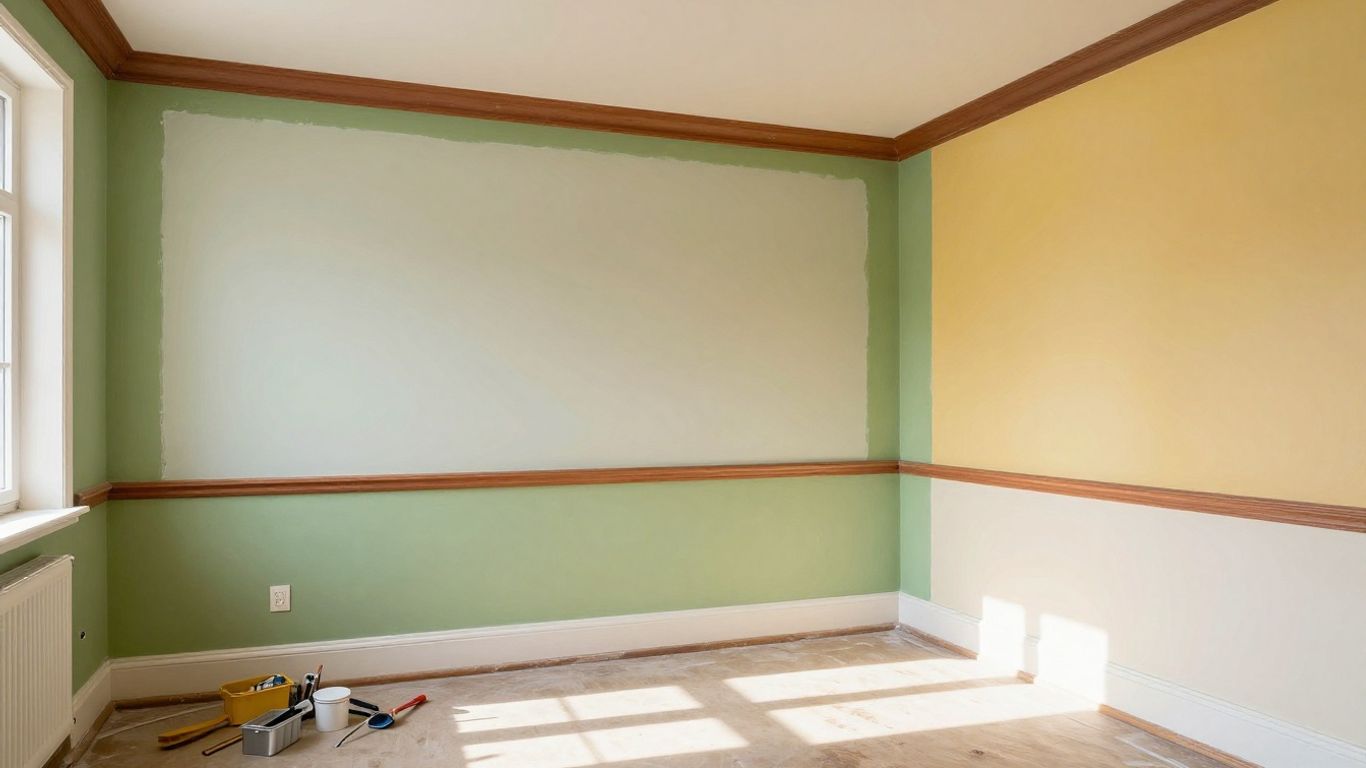 Newly painted interior room with smooth walls and trim.