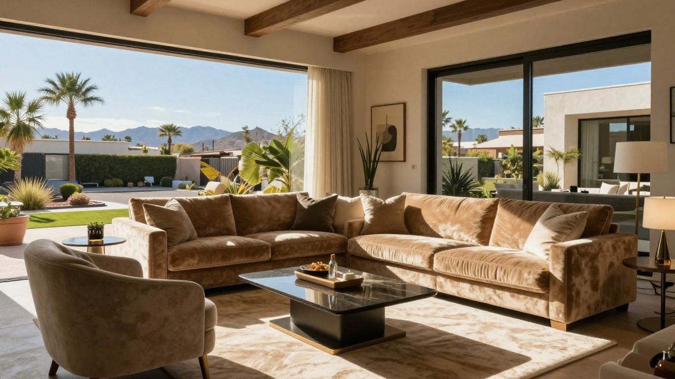 Luxury furniture in a Scottsdale Airbnb living room.